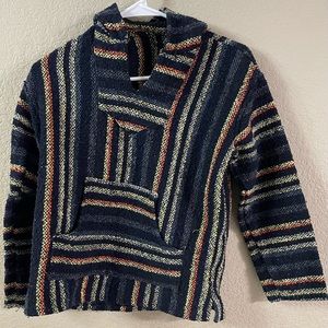 Iguana Jack Drug Rug Sz. L Baja Boho Jacket Front Pocket Adult Hoodie MultiColor
